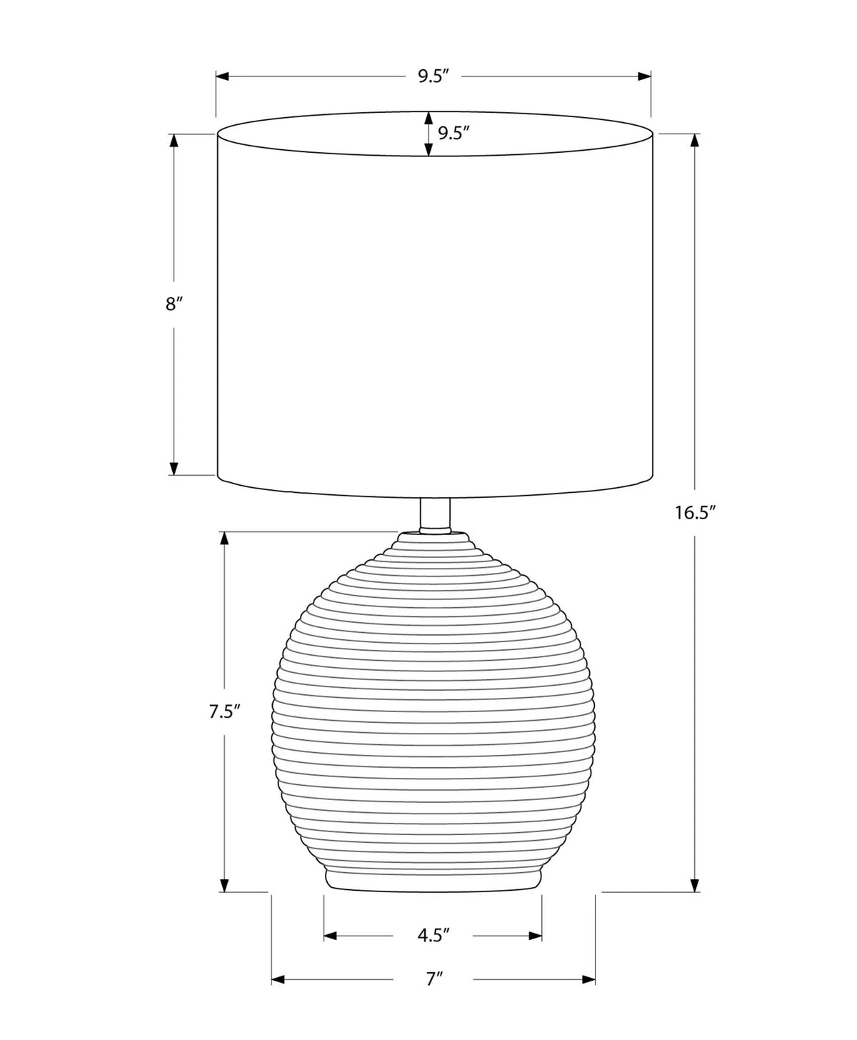 Black Resin Table Lamp | Beehive Design | 16.5 Inch Height | On/Off Rotary Switch