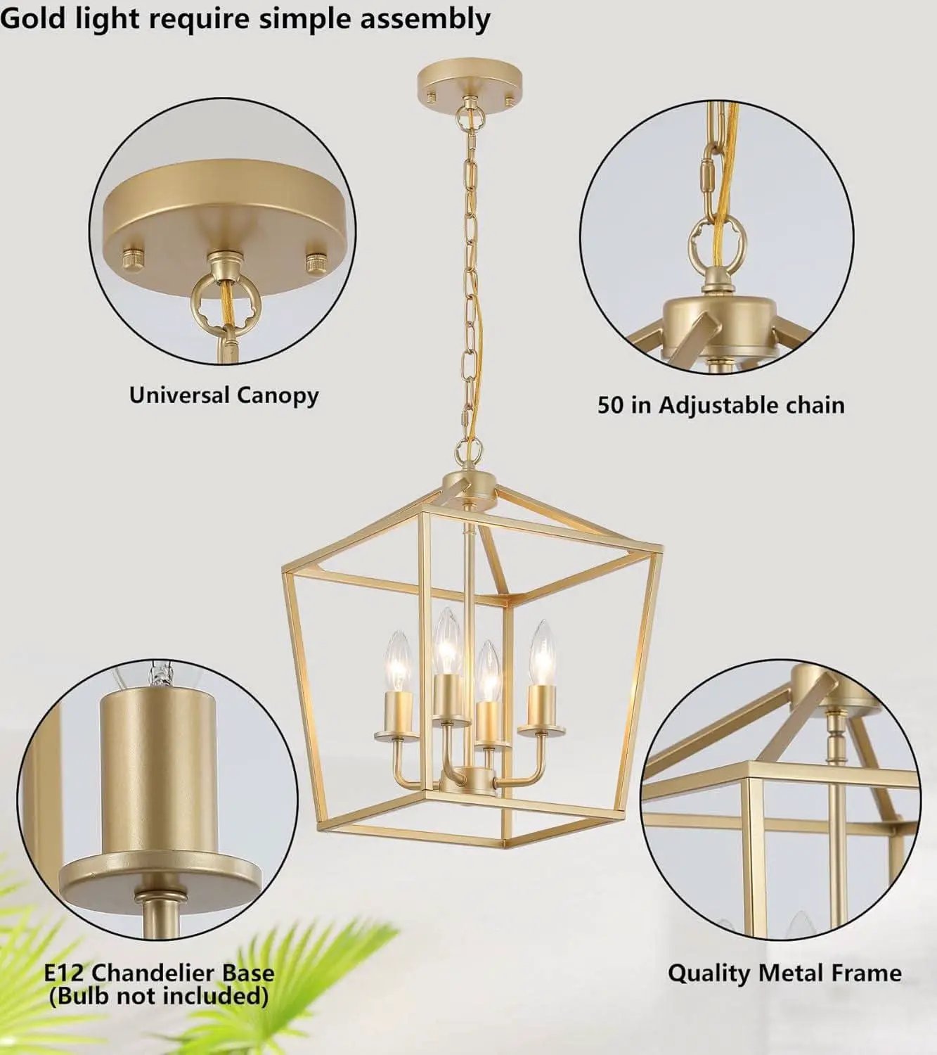 Industrial Gold Four Light Chandelier Lantern Fixture from PriceLows™