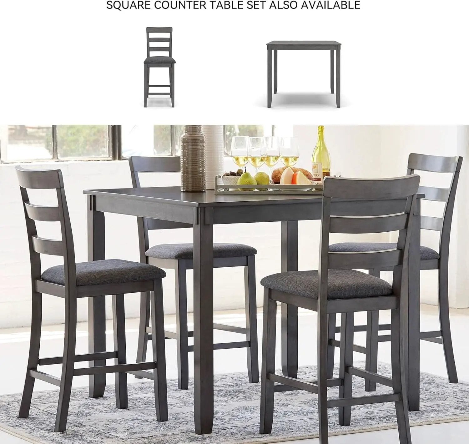 Charcoal Gray 6Piece Contemporary Dining Set Bench from PriceLows™