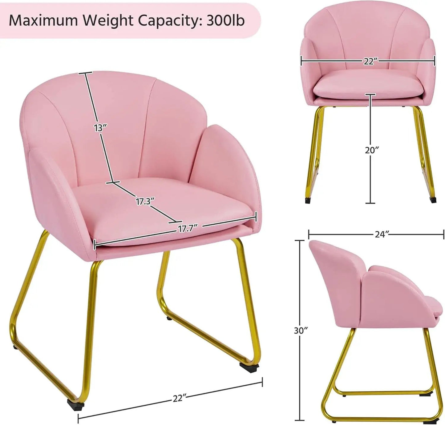 Modern PU Leather Armchair Flower With Golden Legs Pink from PriceLows™
