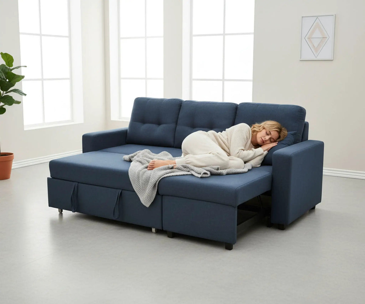 Convertible L Shaped Sectional Sleeper Sofa | Pull Out Bed | 2-in-1 Design | Space-Saving