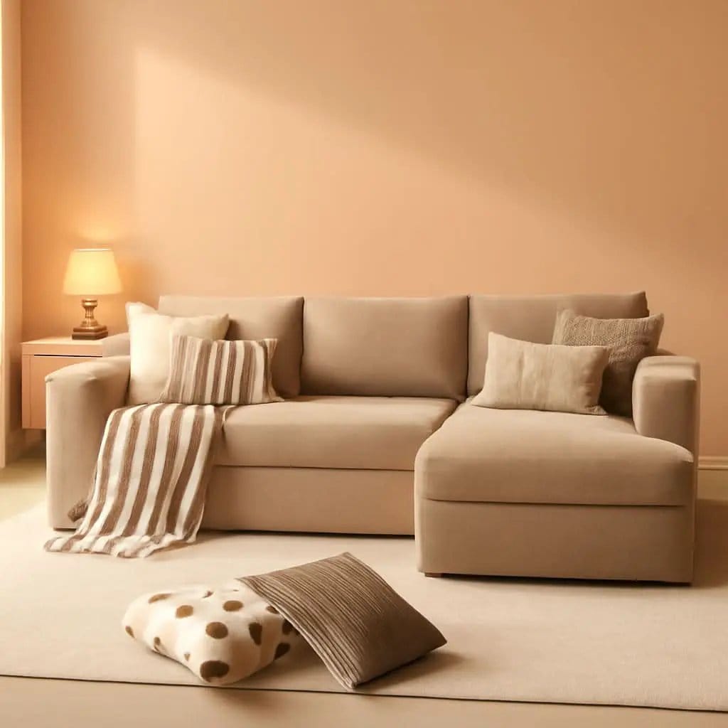 104 Inch Cloud Sectional Couch With L Shaped Chaise Modern Modular Sofa In Camel Corduroy Fabric from PriceLows™