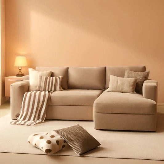 104 Inch Cloud Sectional Couch With L Shaped Chaise Modern Modular Sofa In Camel Corduroy Fabric from PriceLows™