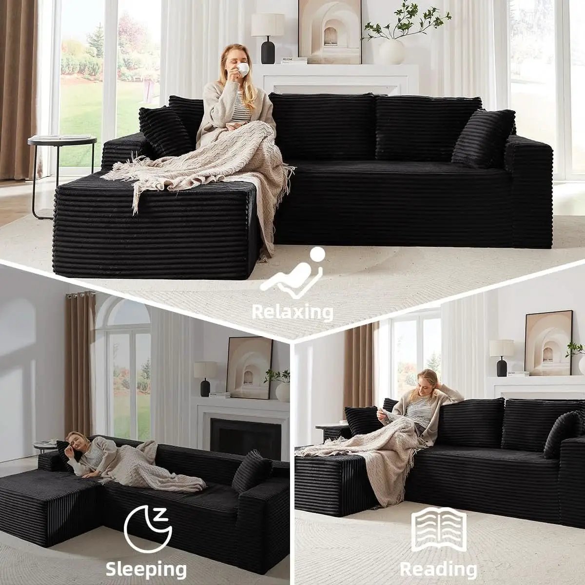 104 Inch L Shape Modular Sectional Couch with Chaise from PriceLows™