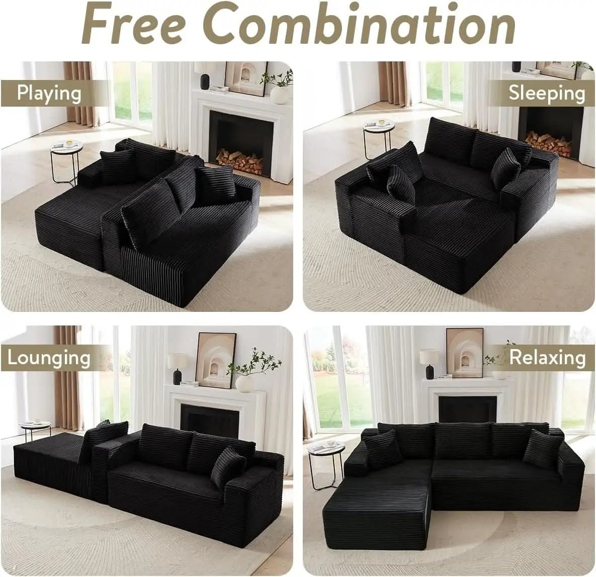 104 Inch L Shape Modular Sectional Couch with Chaise from PriceLows™