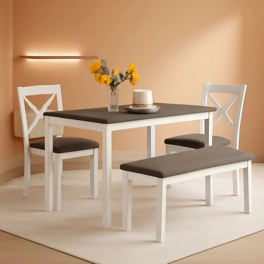 White Slate Grey Solid Wood Contemporary Dining Table Six Seater from PriceLows™