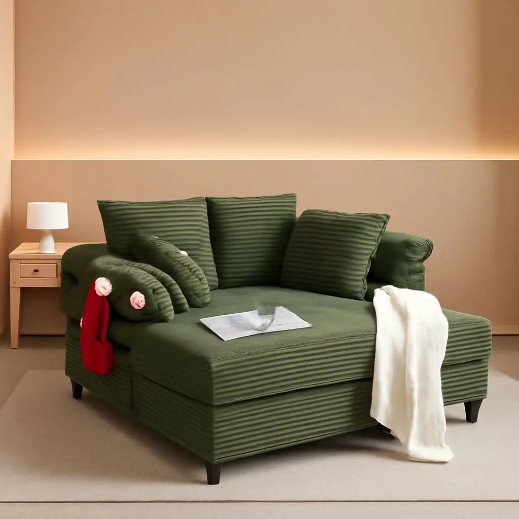 56-Inch Oversized Corduroy Lounge Chair With Armrests from PriceLows™
