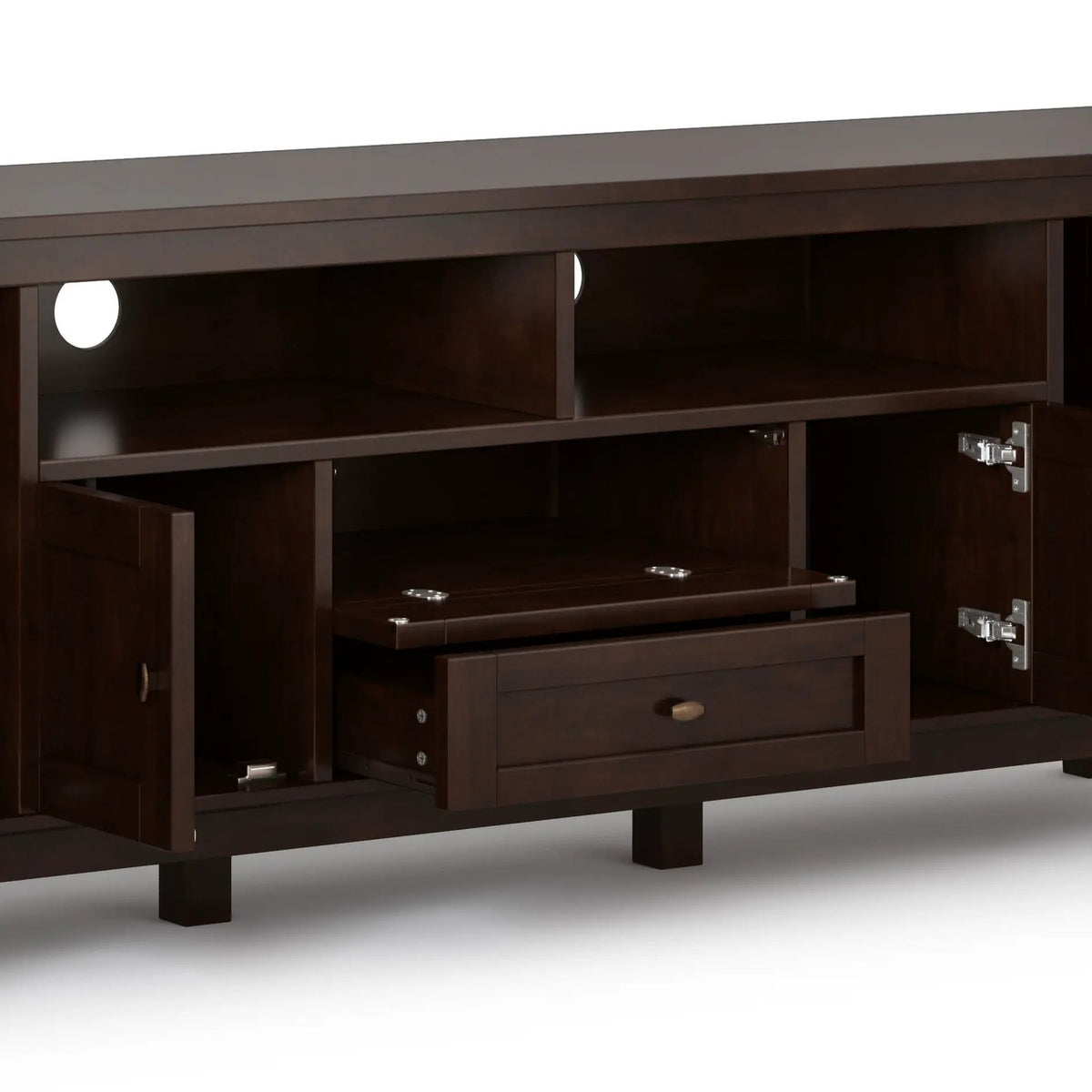 Warm Shaker Extra Wide TV Media Stand | Handcrafted Solid Wood | Fits TVs Up To 80 Inch | 72 Inch Length