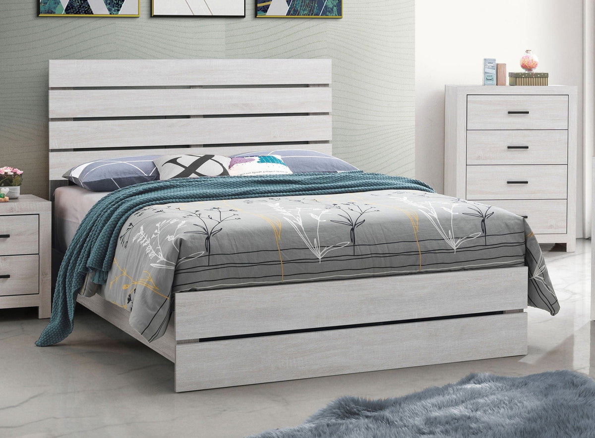 Brantford Wood Queen Panel Bed Coastal | 63 x 85.75 x 52.25 in | Engineered Wood & Veneer | White