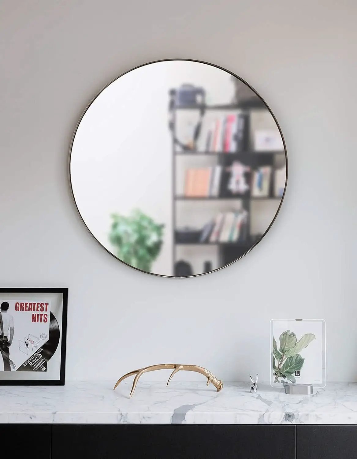 34 Inch Circle Mirror Titanium Finish For Entryways from PriceLows™