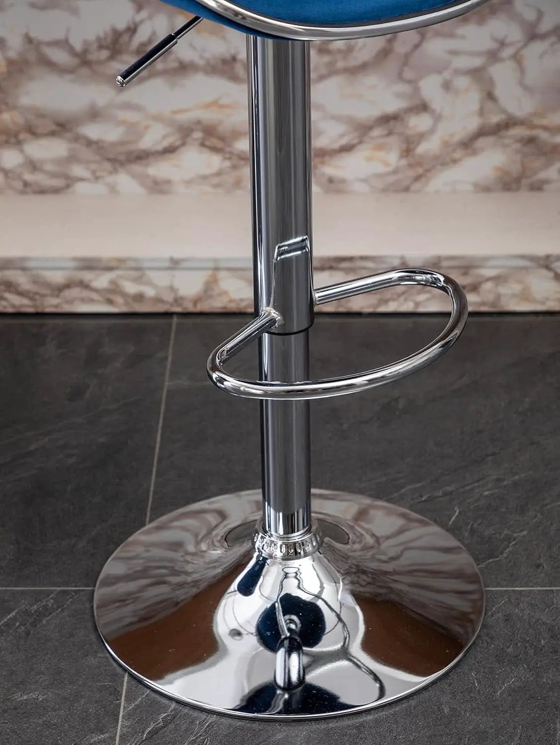 Blue Velvet Upholstered Adjustable Swivel Barstool Set Of 2 from PriceLows™