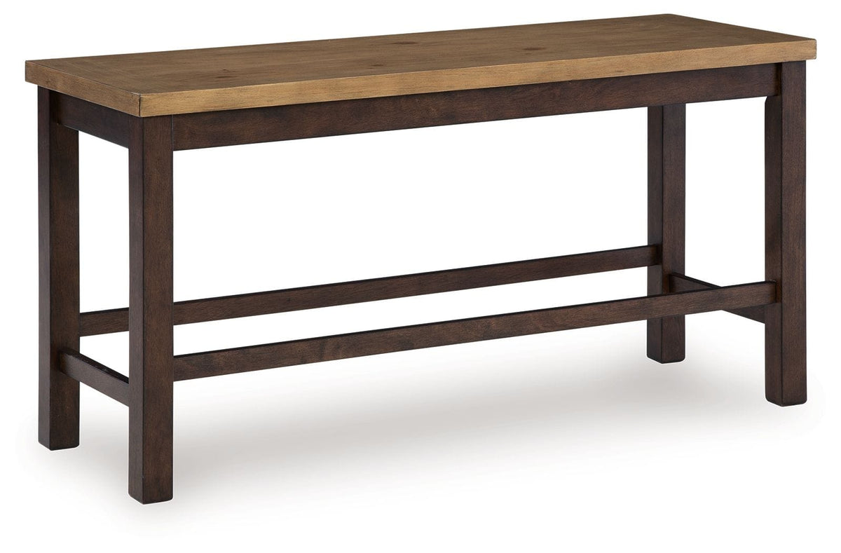 Rylandeen Double Counter Height Bench | 48 x 17 x 23.88 in | Solid Wood | Light Brown / Dark Brown