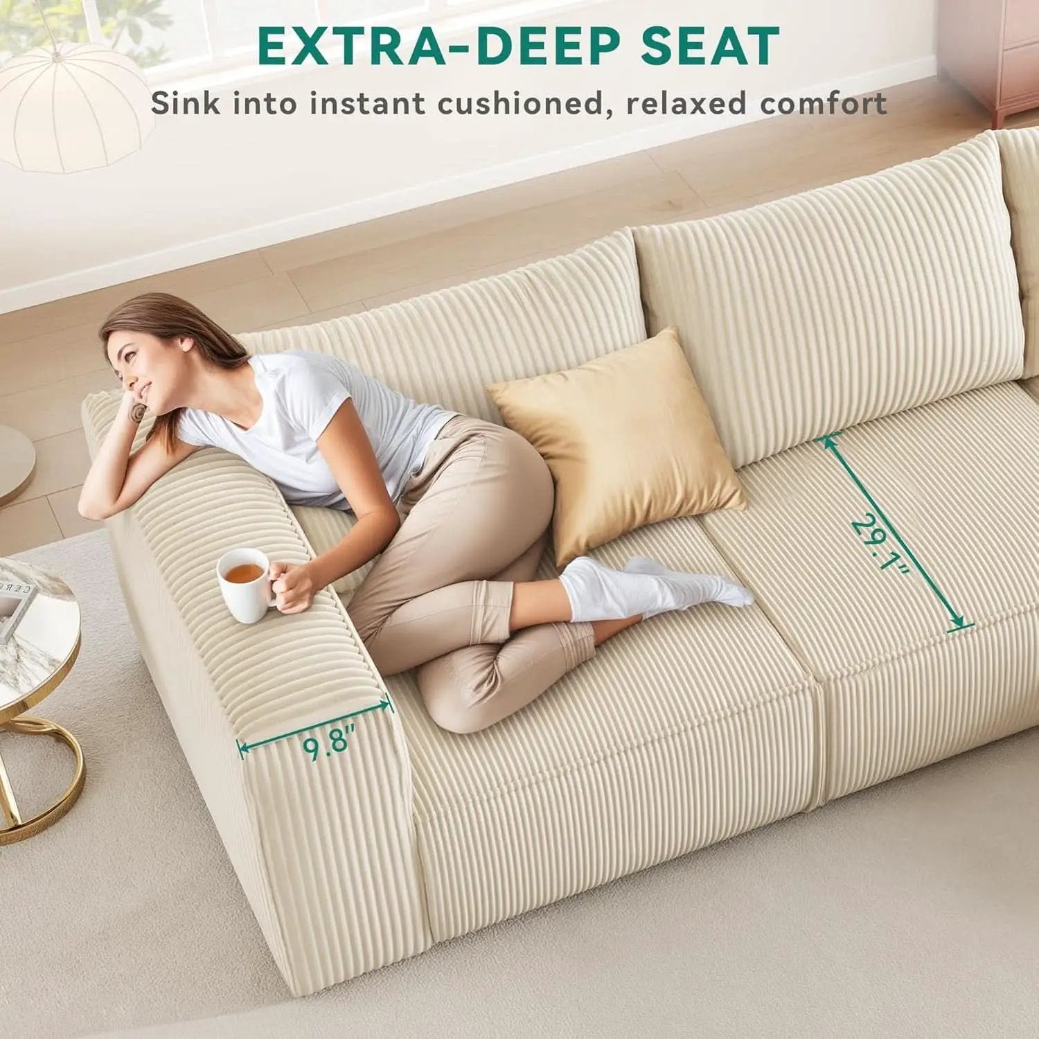 107 Inch Cloud Modular Sofa with Deep Seats Comfort from PriceLows™