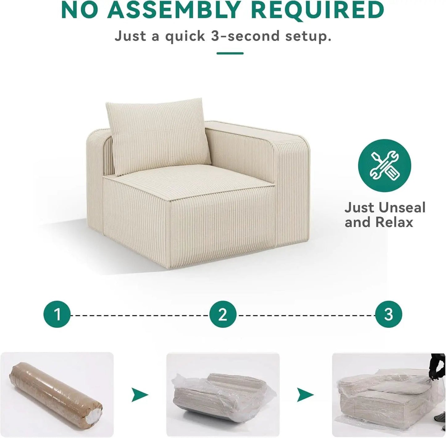 107 Inch Cloud Modular Sofa with Deep Seats Comfort from PriceLows™