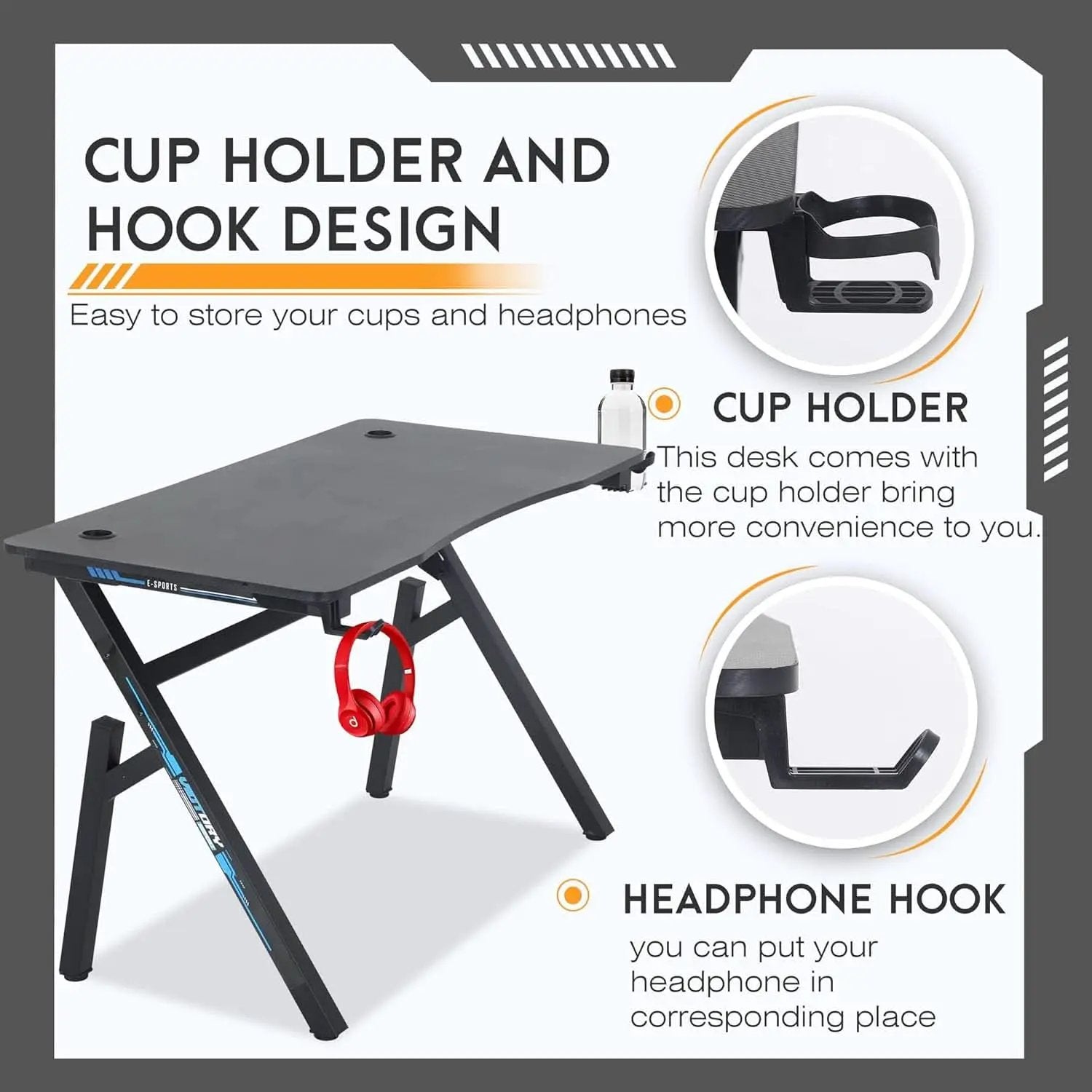 47x23 Gaming Desk Cup Holder For Home Office Setup from PriceLows™