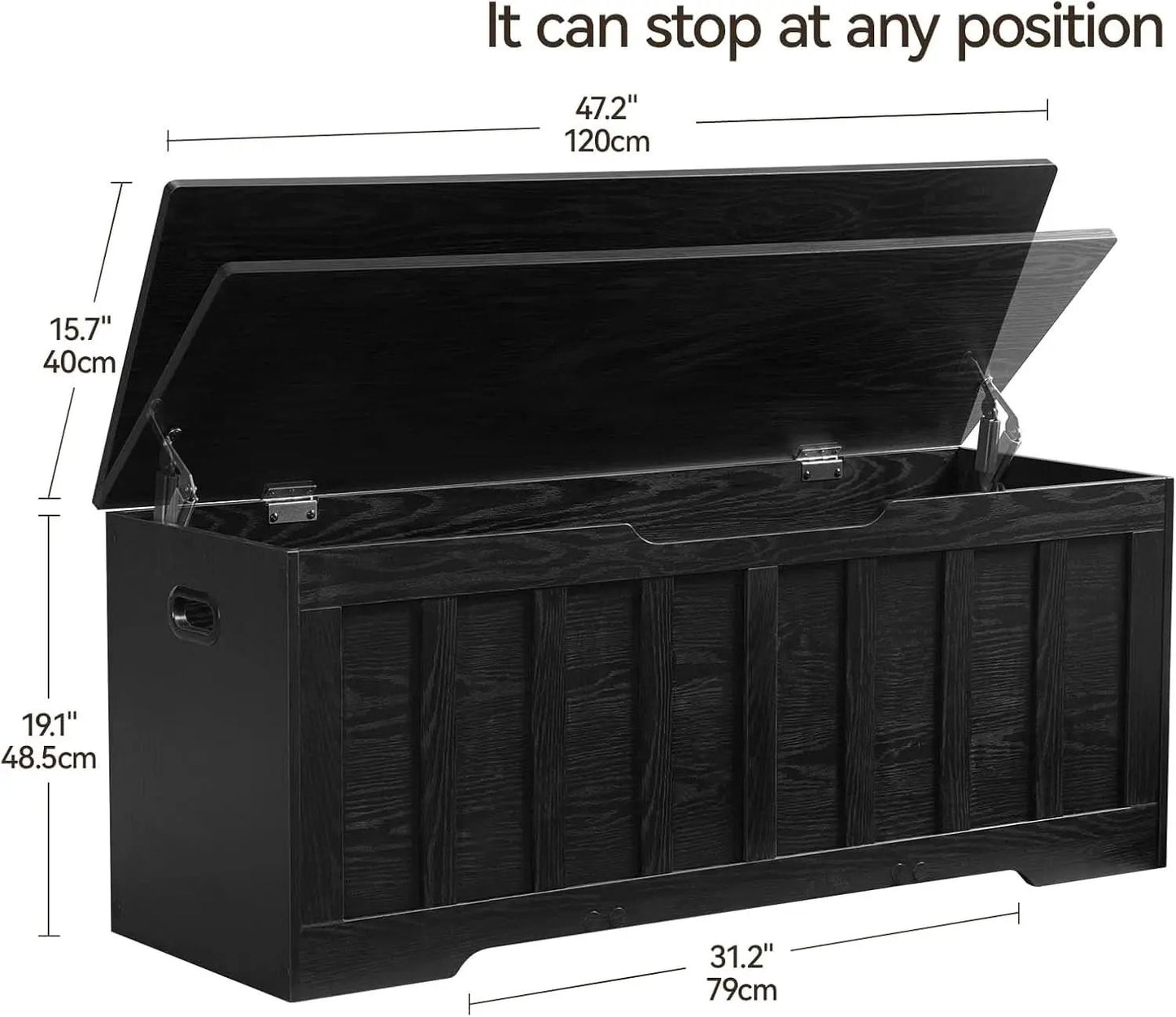 Black 47.2 Inches SolidWood Oversized Storage Bench from PriceLows™