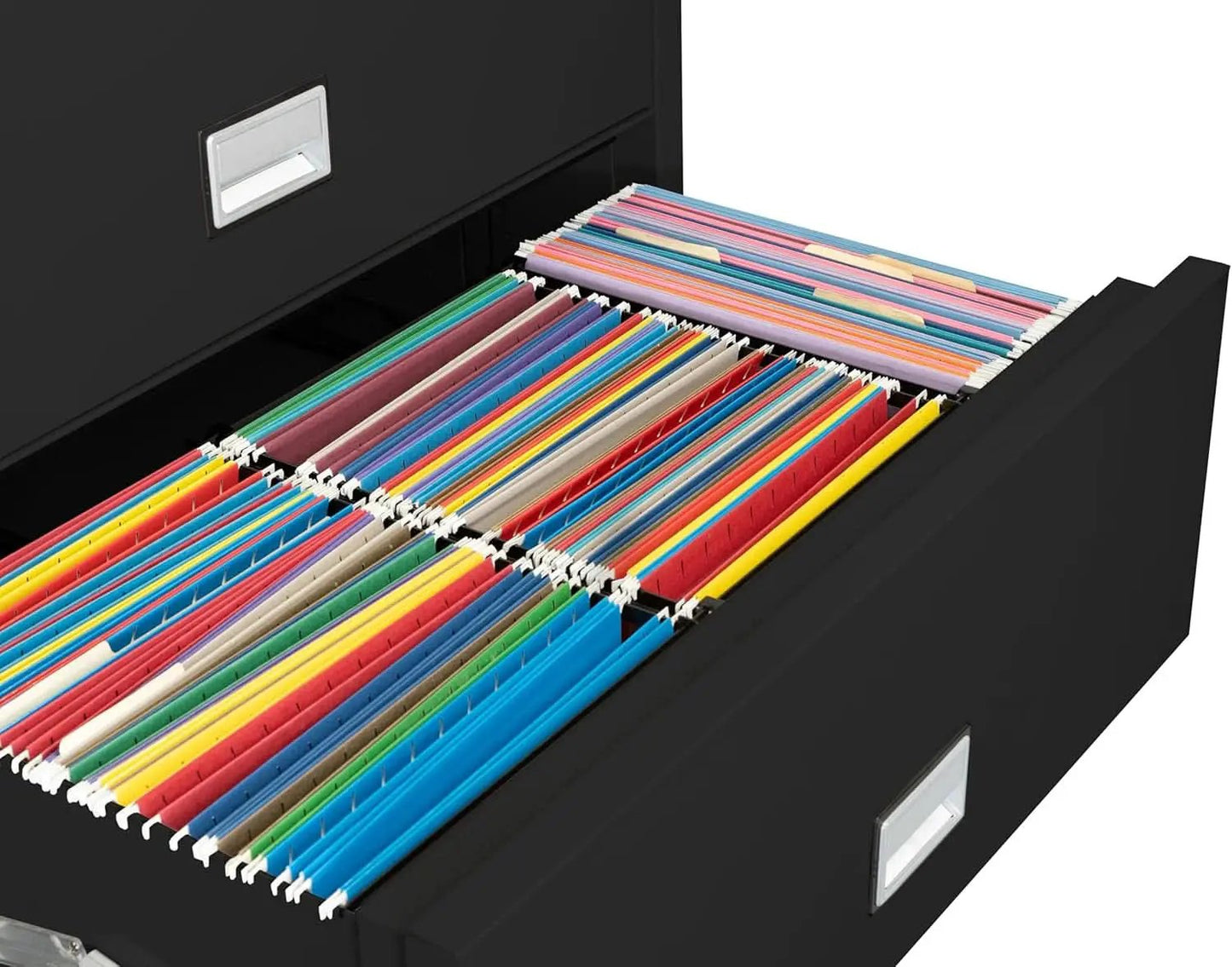 38 Inch Lateral 4 Drawer Fireproof File Cabinet With Key Lock Black from PriceLows™