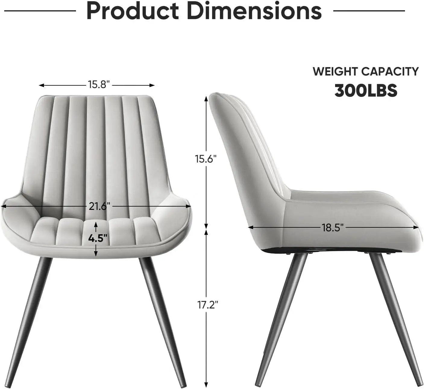 Grey Upholstered Dining Chairs Set Of 4 With Thick Cushions And Metal Legs from PriceLows™