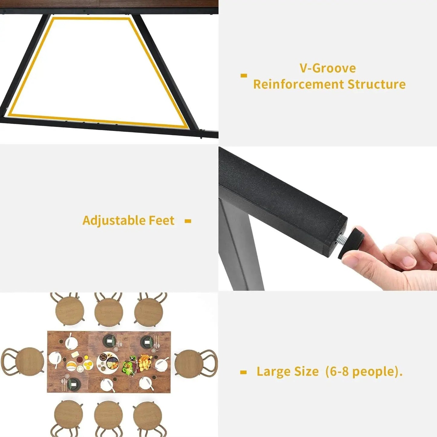 70.8 Inch Solid Wood Dining Table For 6 To 8 People from PriceLows™
