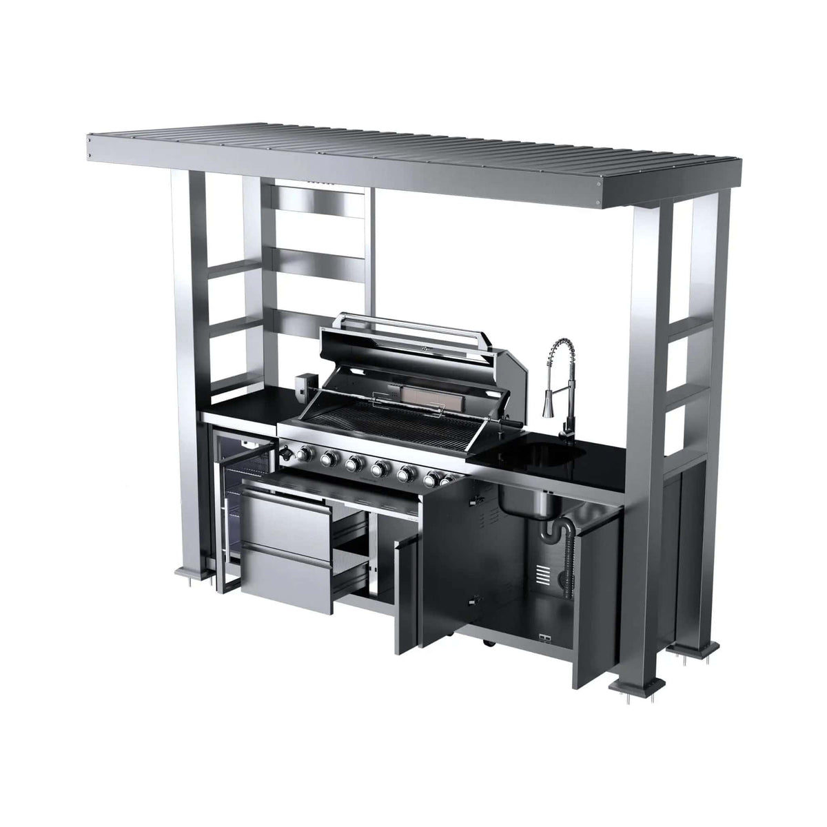 Blaze 108 Inch 6 Burner 85K BTU Deluxe Stainless Steel Liquid Propane Outdoor | 108 Inch | 6-Burner | Outdoor Kitchen Island