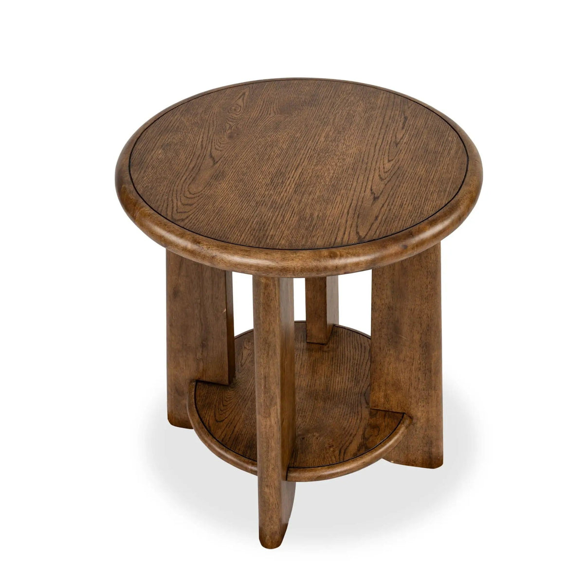 Tanner Round End Table | 24 x 24 x 26 in | Veneer & Wood | Tawny Brown