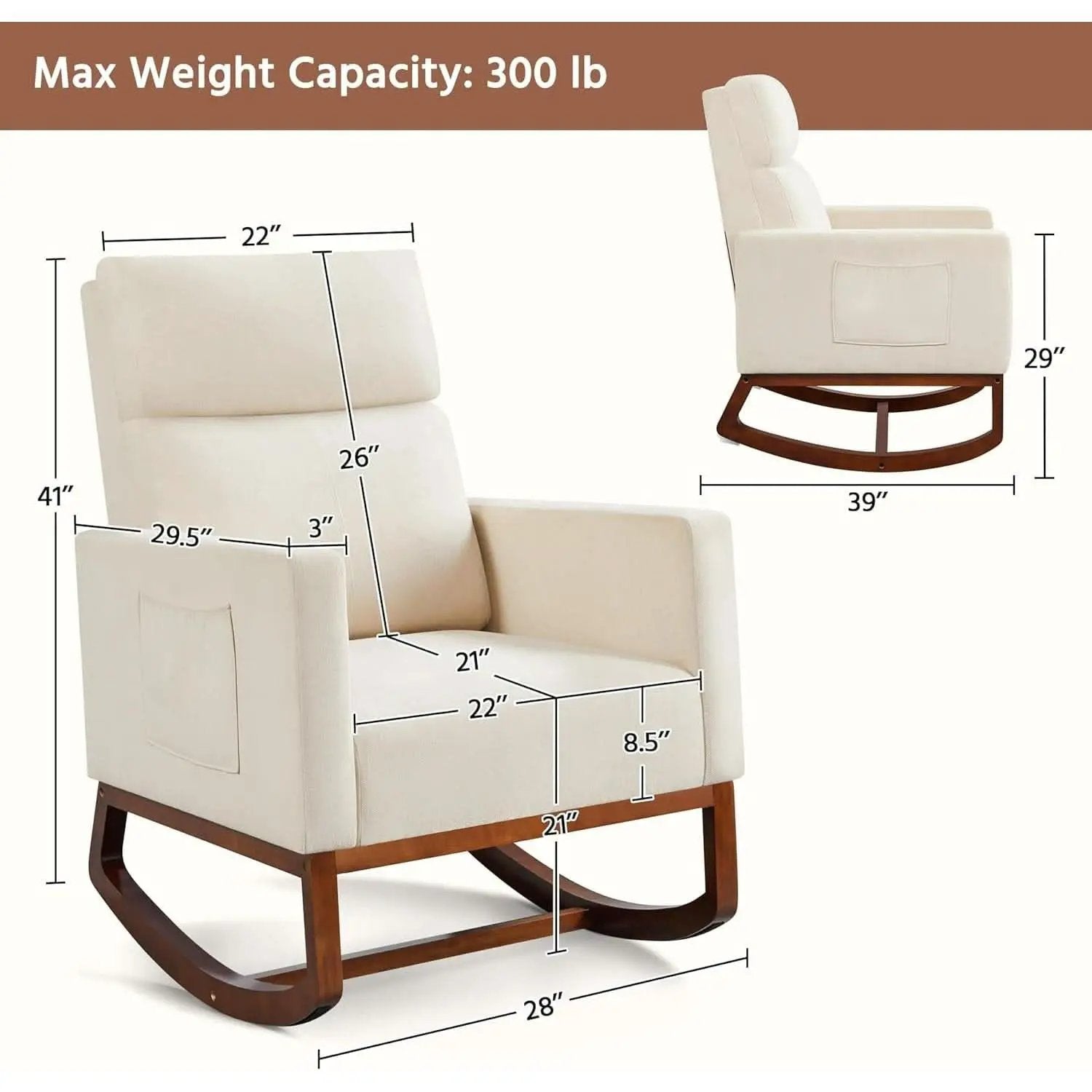 Rocking Recliner Chair With Side Pocket And Adjustable from PriceLows™
