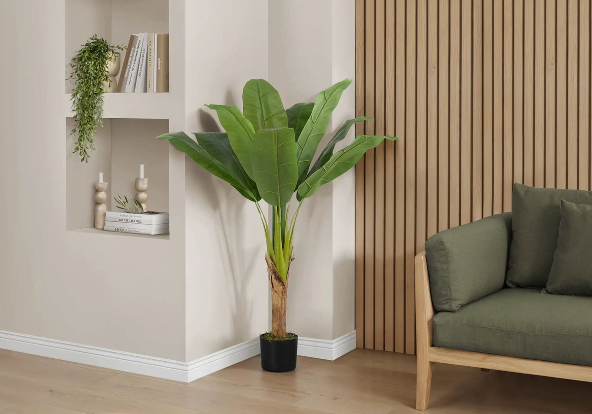43 Inch Artificial Banana Tree | 10 Adjustable Leaves | Real Touch | Indoor Faux Floor Plant