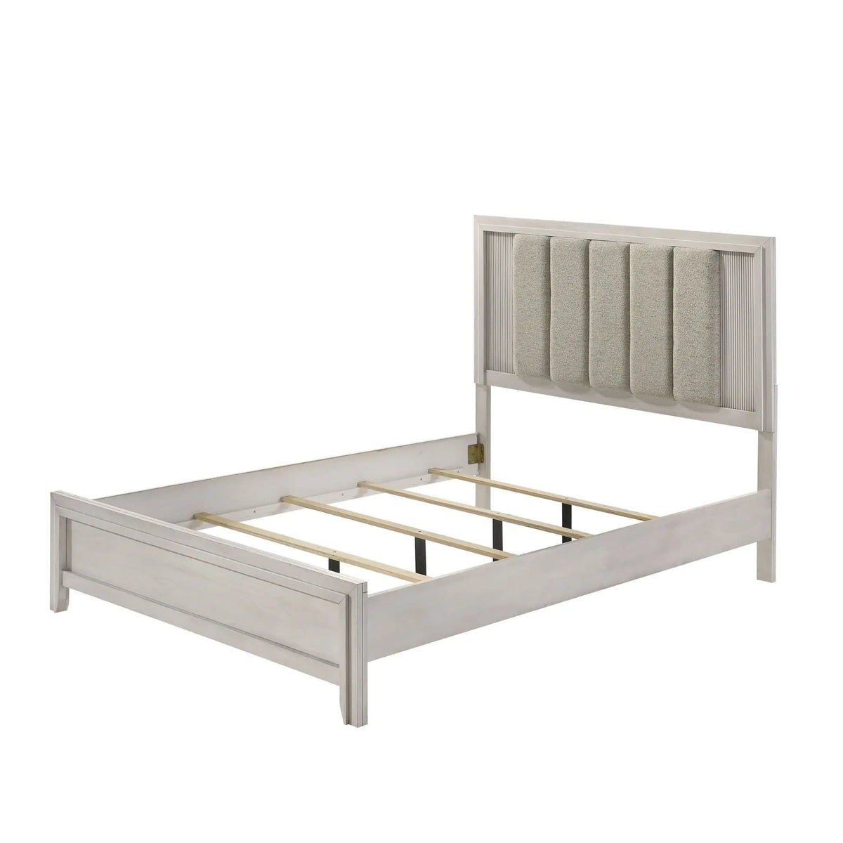 Plush Upholstered Headboard Framed Bed | 2 Pieces | Fabric & Wood | Bedroom