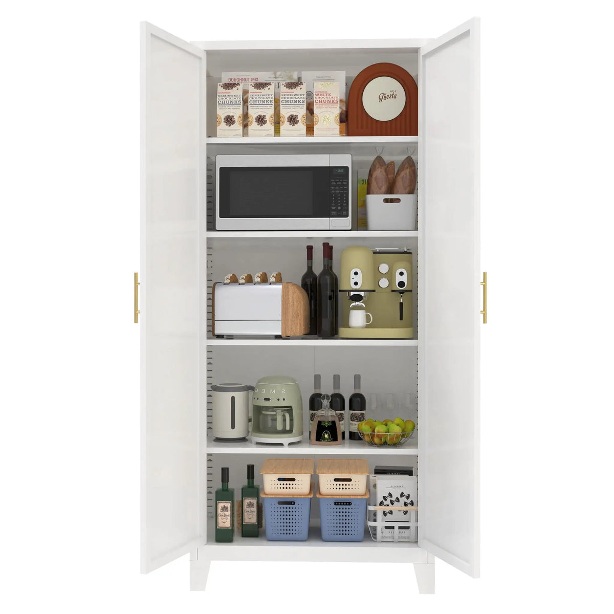 Metal Storage Cabinet | Doors And Adjustable Shelves | Corrosion-Resistant Steel | 70.87 Inch Height