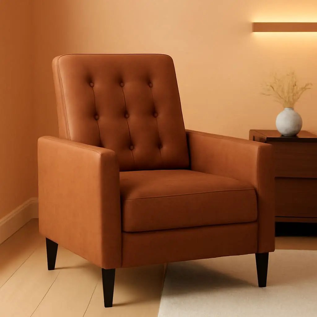 Brown Faux Leather Recliner Sofa Adjustable Back Footrest from PriceLows™