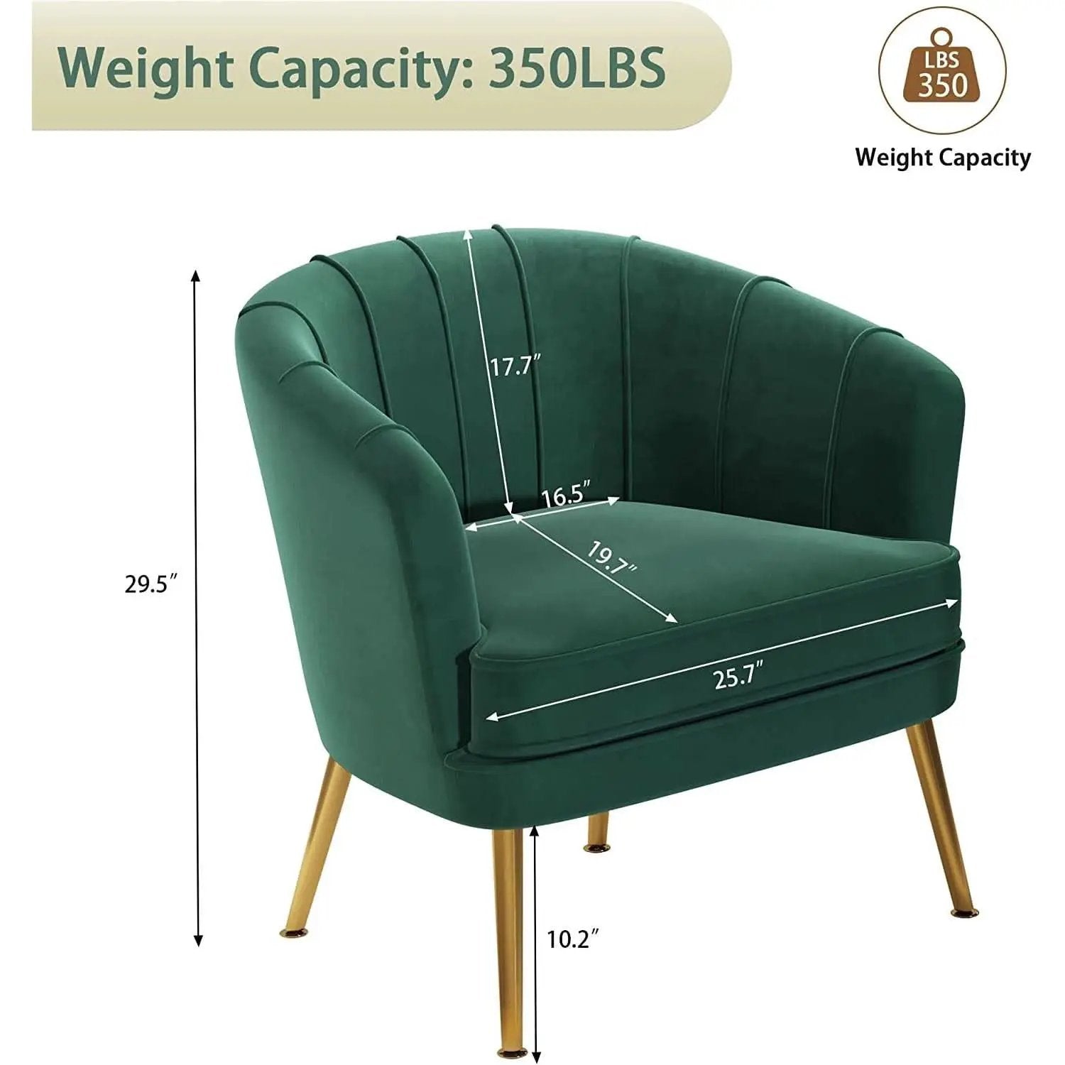 Green Velvet Accent Chair With Gold Legs For Living Room from PriceLows™