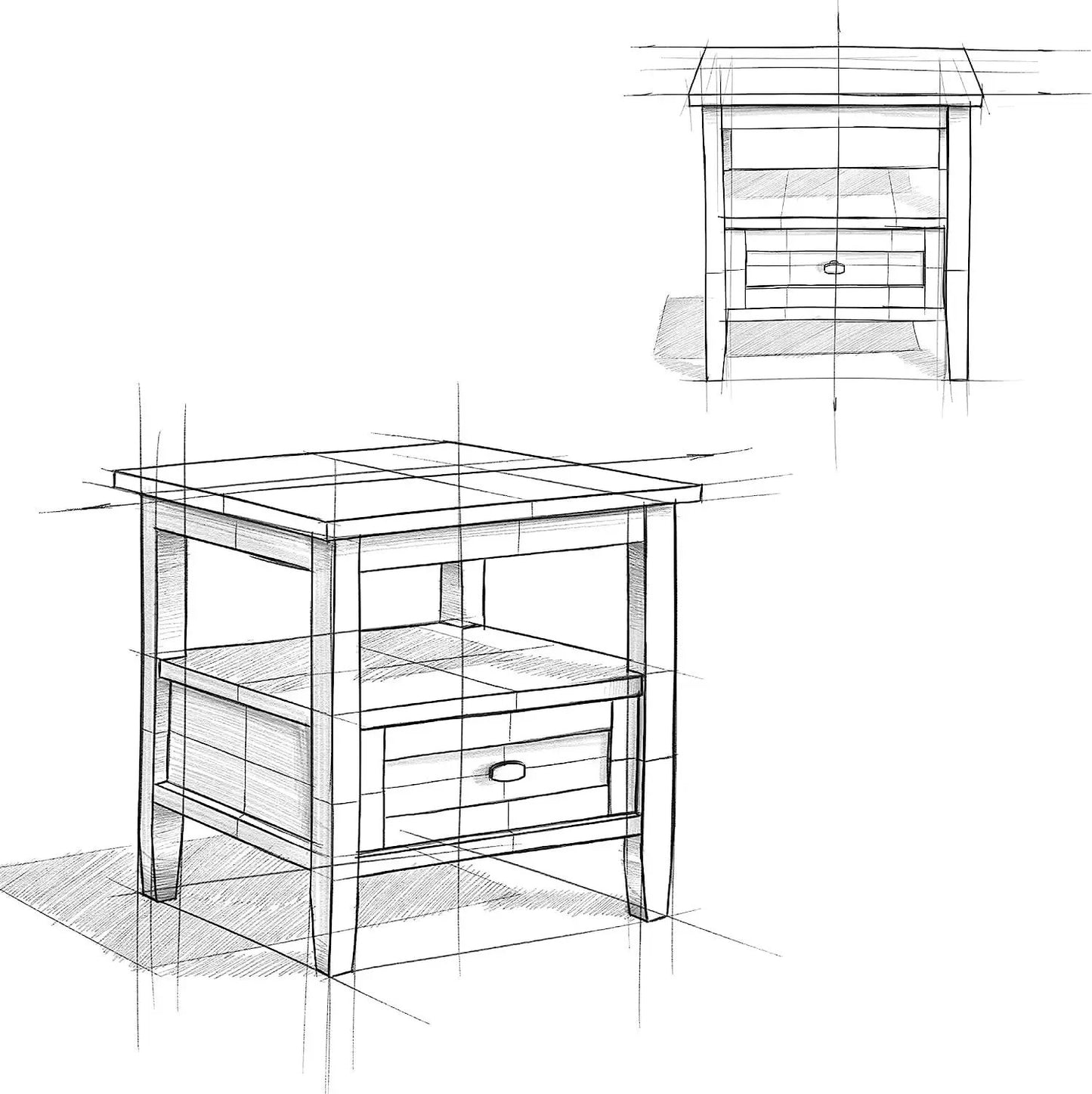 Solid Wood Rectangle End Table With Drawer Farmhouse Grey from PriceLows™