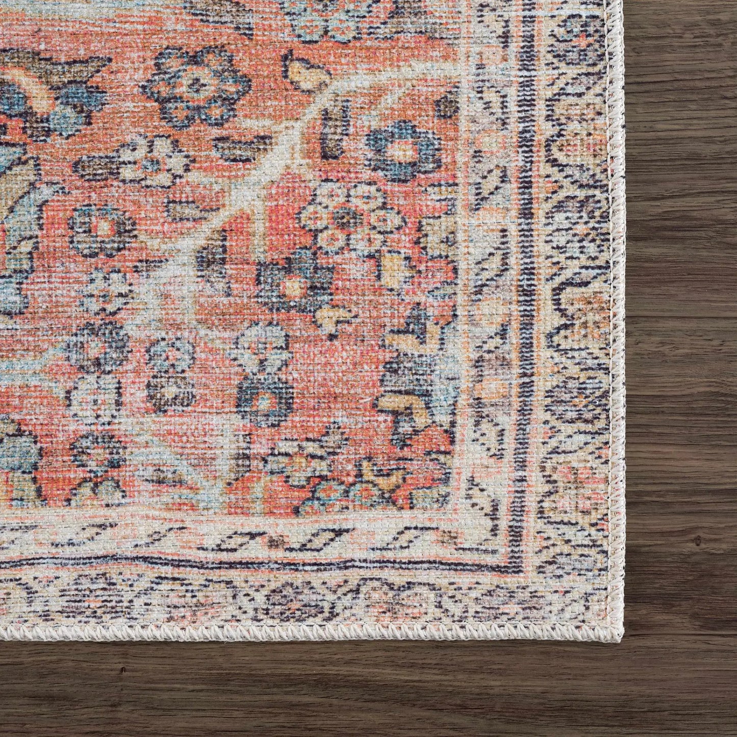 Urpi Rose & Blue Washable Area Rug from PriceLows™