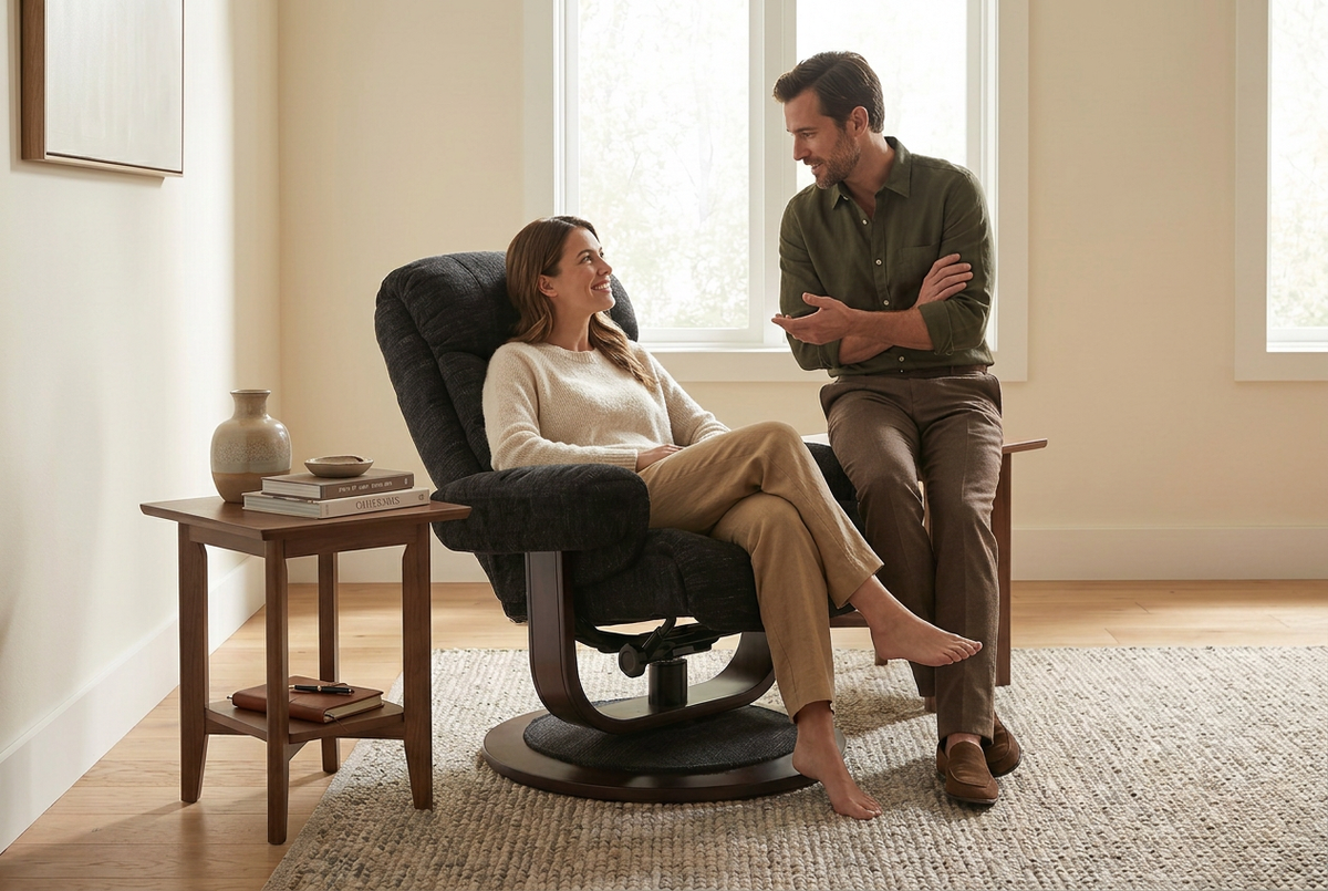 Contemporary Euro Recliner | Plush Cushioning | With Ottoman
