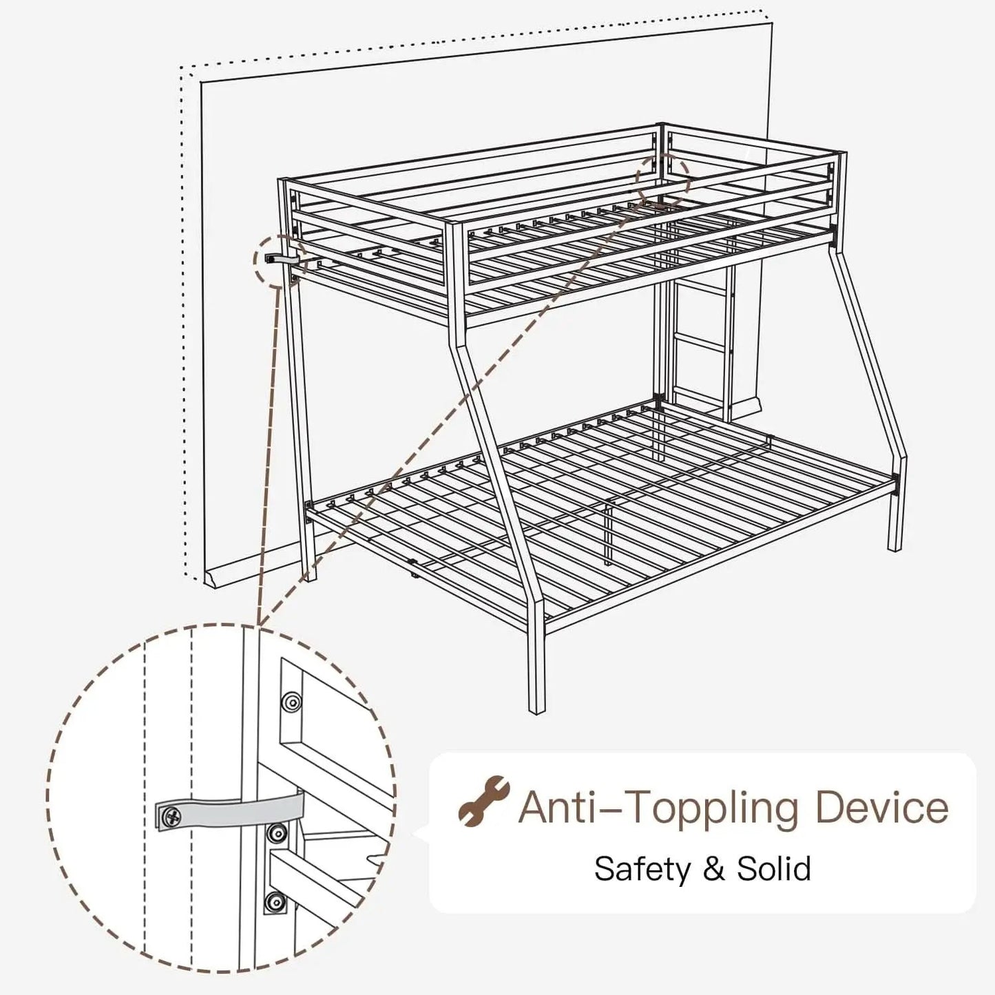 Metal Loft Bunk Bed Twin Over Full Size With Guardrail And Ladder Cream White from PriceLows™