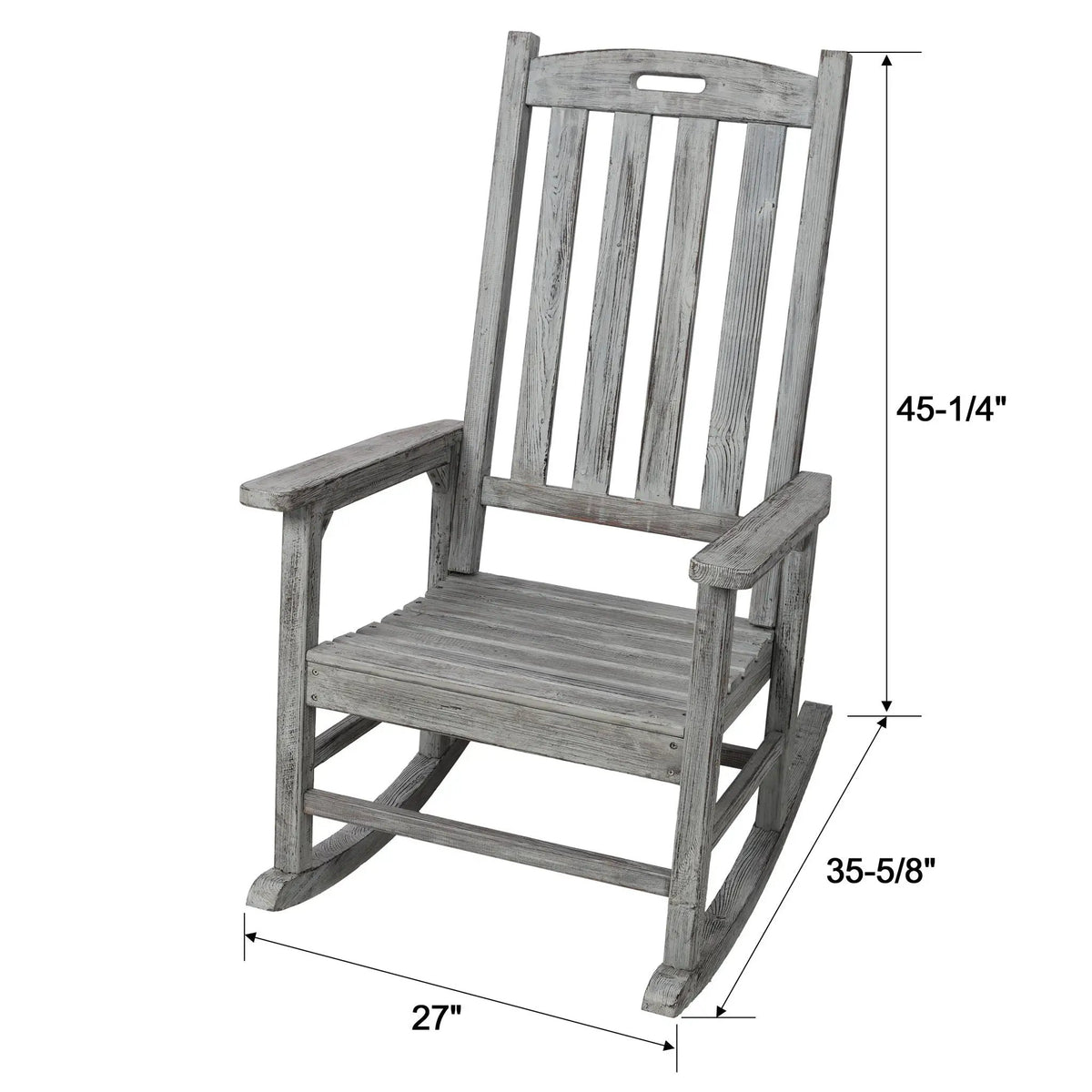 Oversized Porch Rocker Chair | 21 Inch Wide Seat | Tall Backrest | Fir Wood Construction