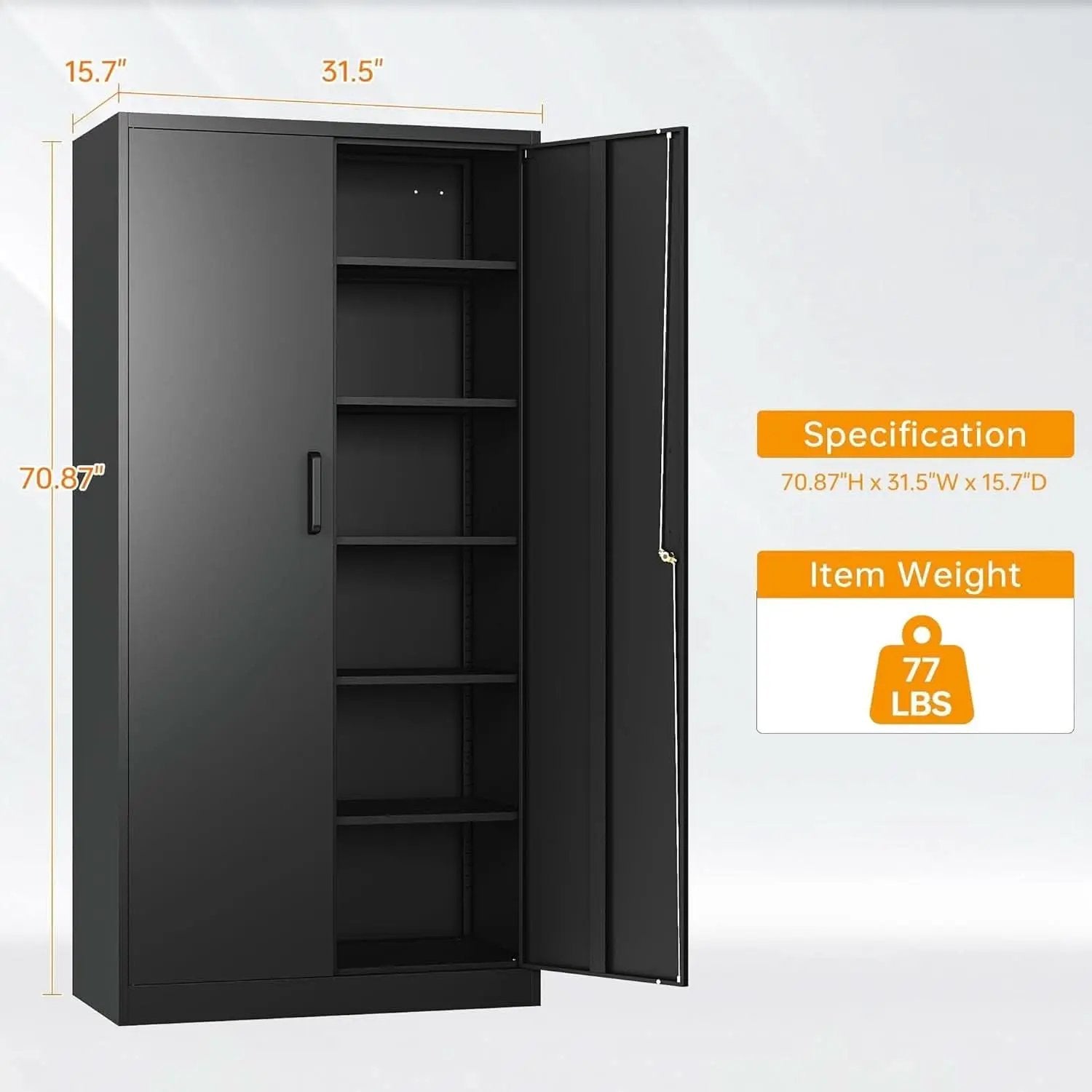 Black Metal Storage Cabinet With Lock For Office Industrial from PriceLows™