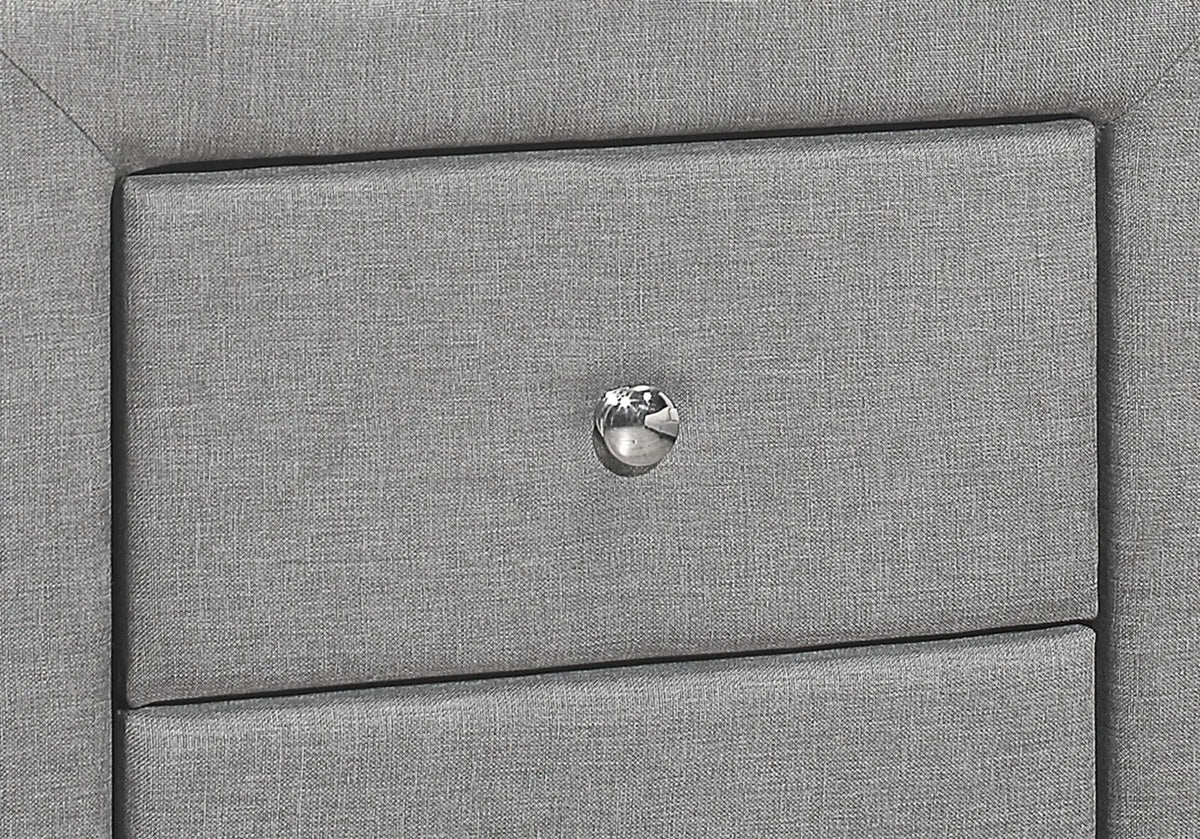 Upholstered Nightstand | Transitional Style | Two Storage Drawers | Metal Drawer Knobs