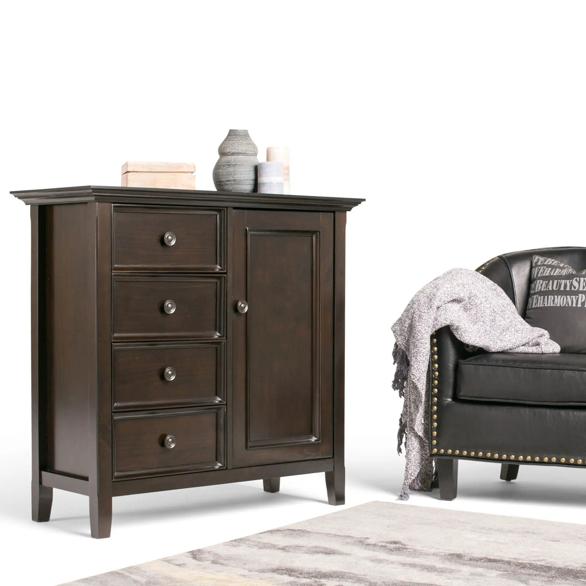 Amherst Storage Cabinet | Medium Handcrafted Solid Wood | NC Lacquer Finish | Multipurpose Storage
