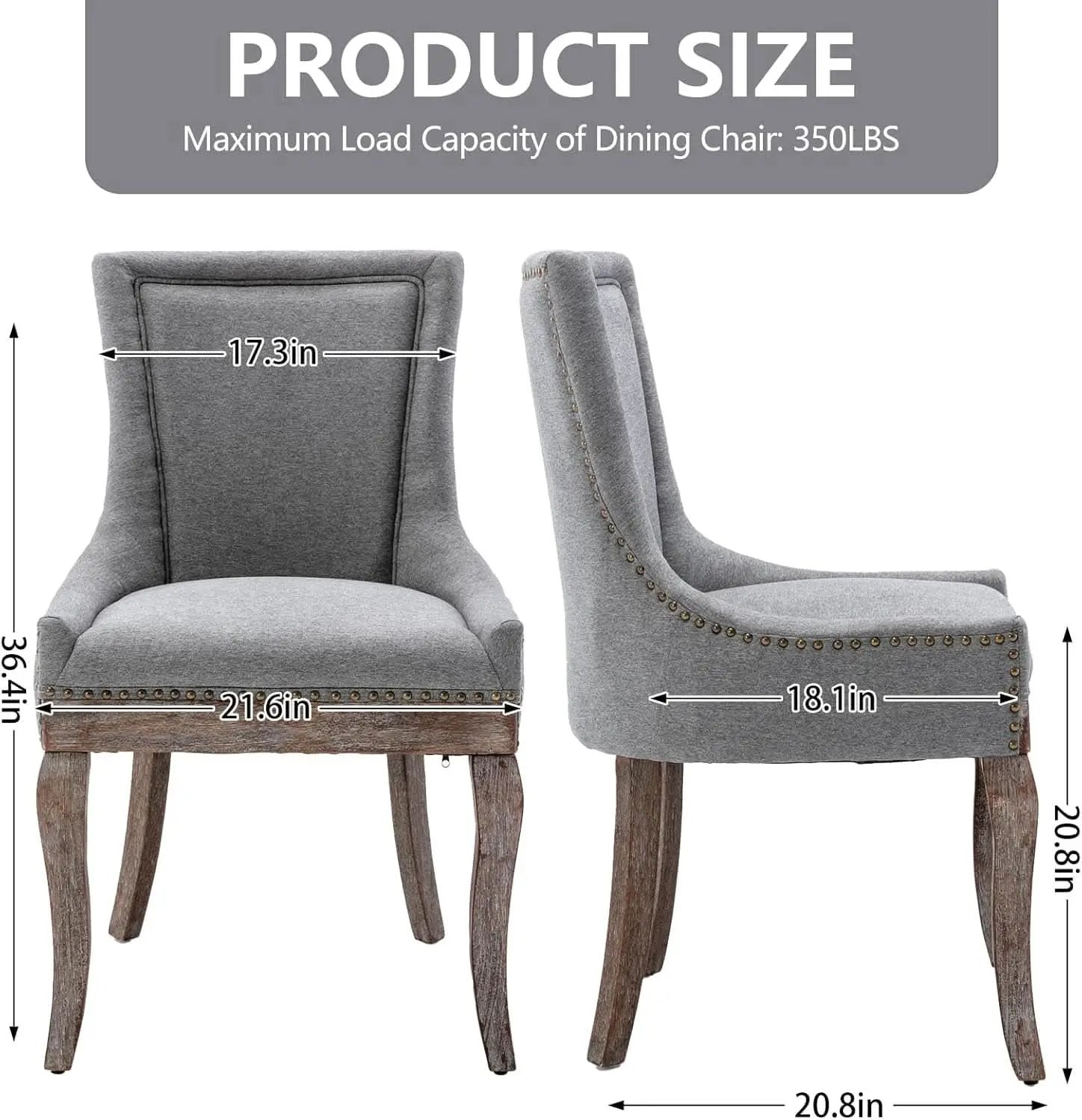 Grey High Back Dining Chairs Set Of 2 For Kitchen Use from PriceLows™