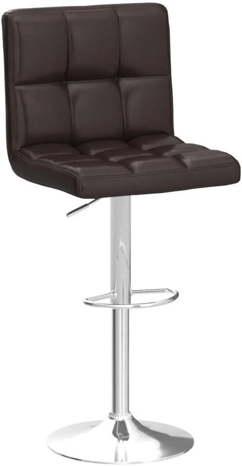 Bar Stools Set Of 2 Adjustable PU Leather Swivel Brown from PriceLows™