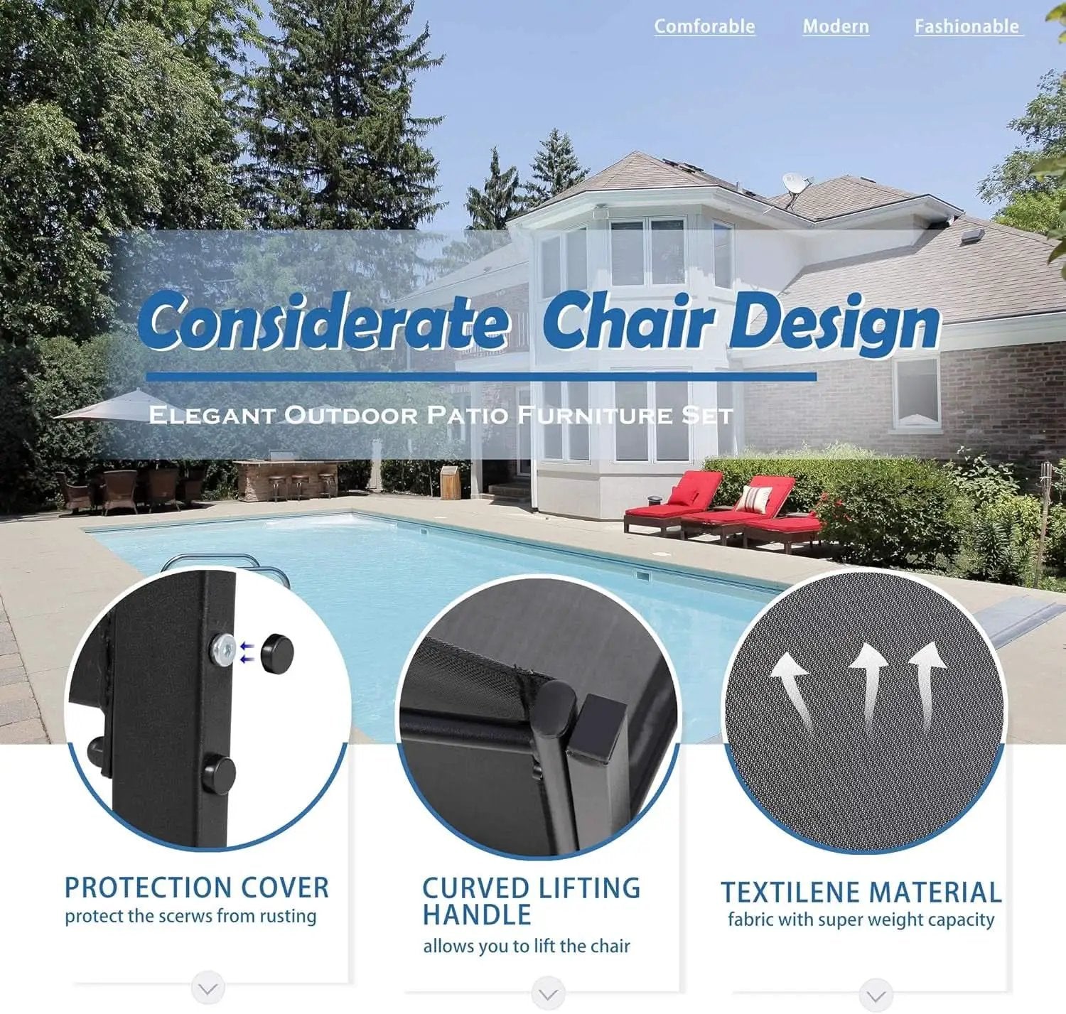 Dark Grey Outdoor Patio Set With Glass Coffee Table from PriceLows™