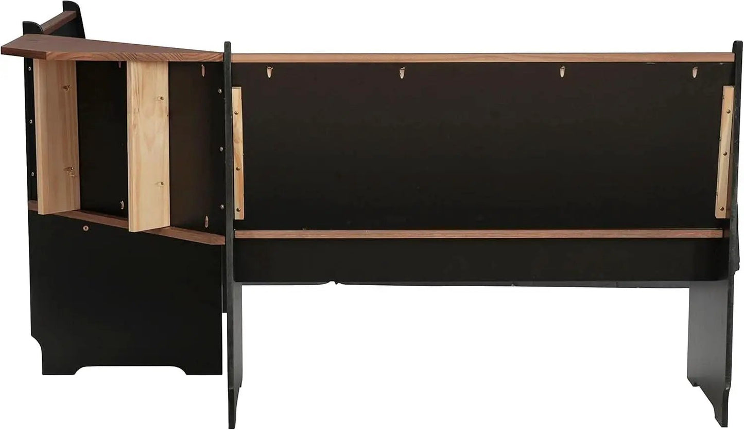 Black Pecan Five Seat Dining Set With Storage Benches from PriceLows™