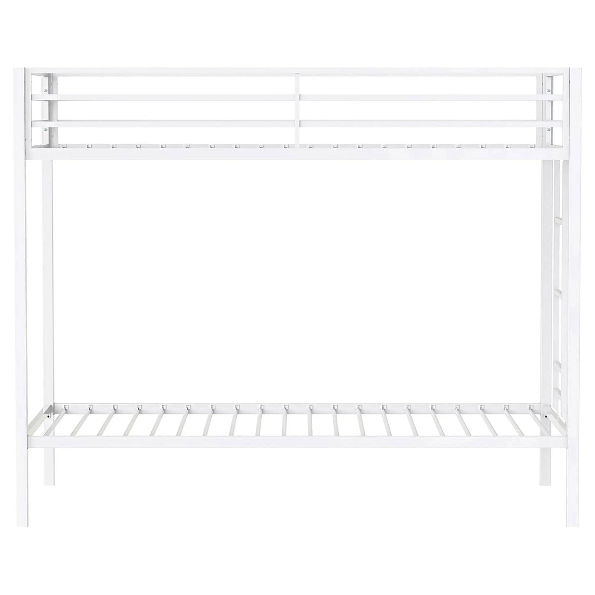 Alevera Metal Twin Over Twin Bunk Bed with Ladder | 77.5 x 41.25 x 63 in | Steel & Metal | White