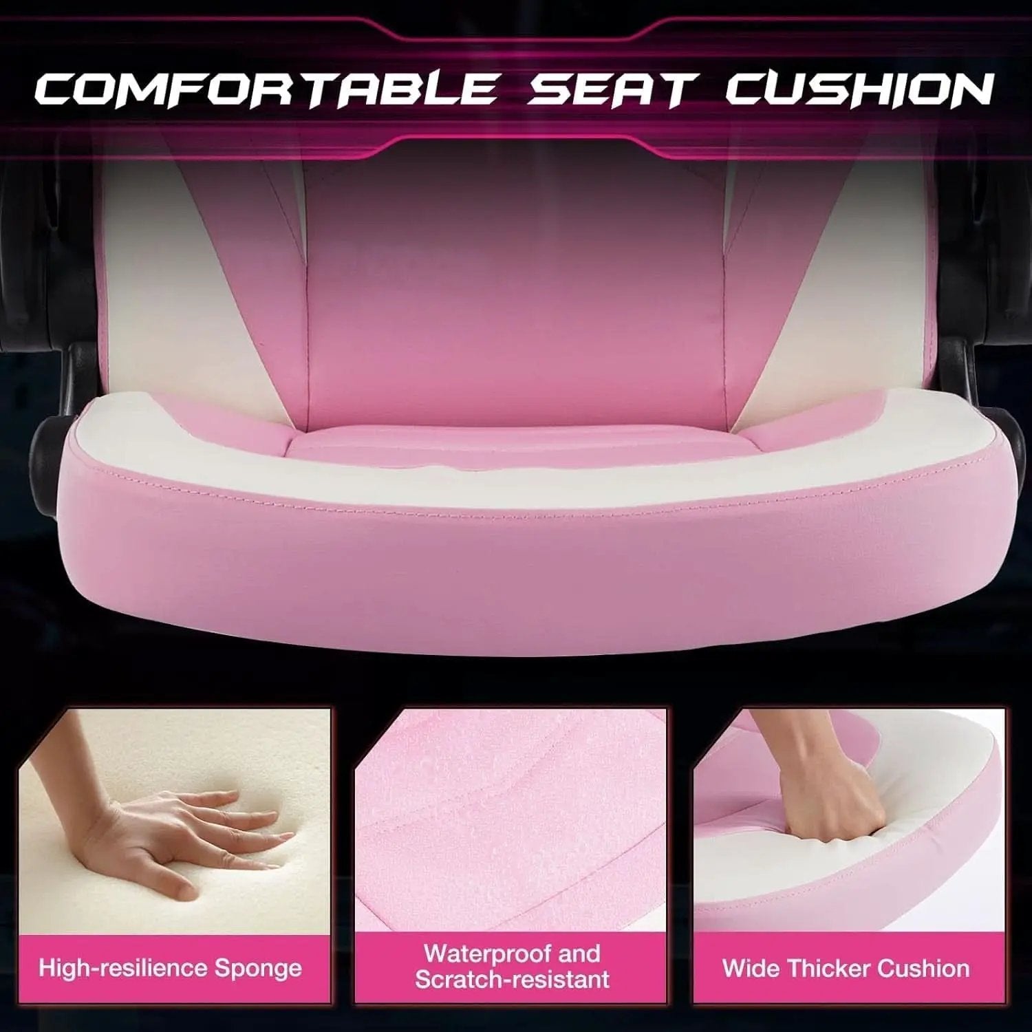 Pink Ergonomic Gaming Desk Chair With Adjustable Armrests from PriceLows™