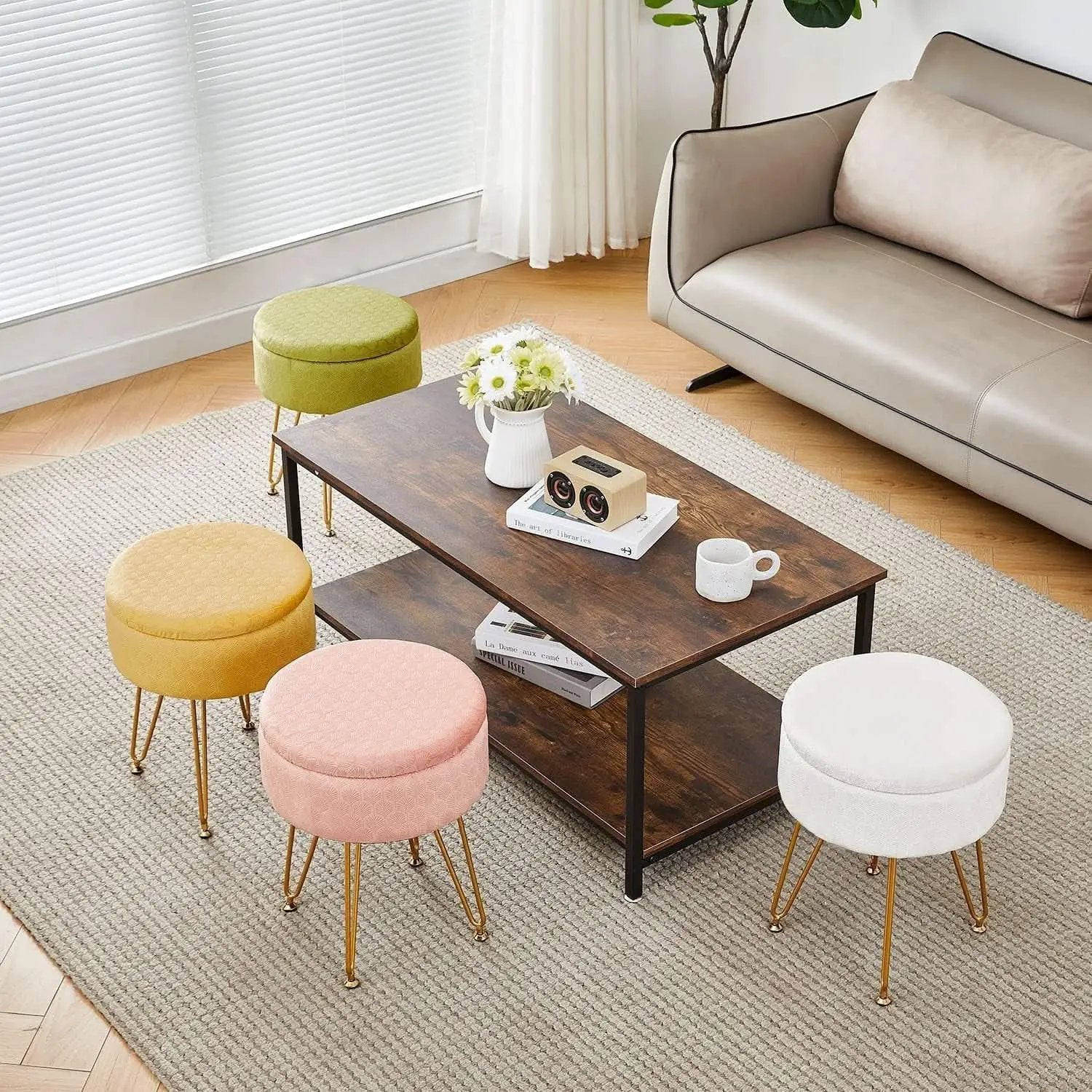 Ginger Velvet Storage Ottoman With Generous Capacity from PriceLows™