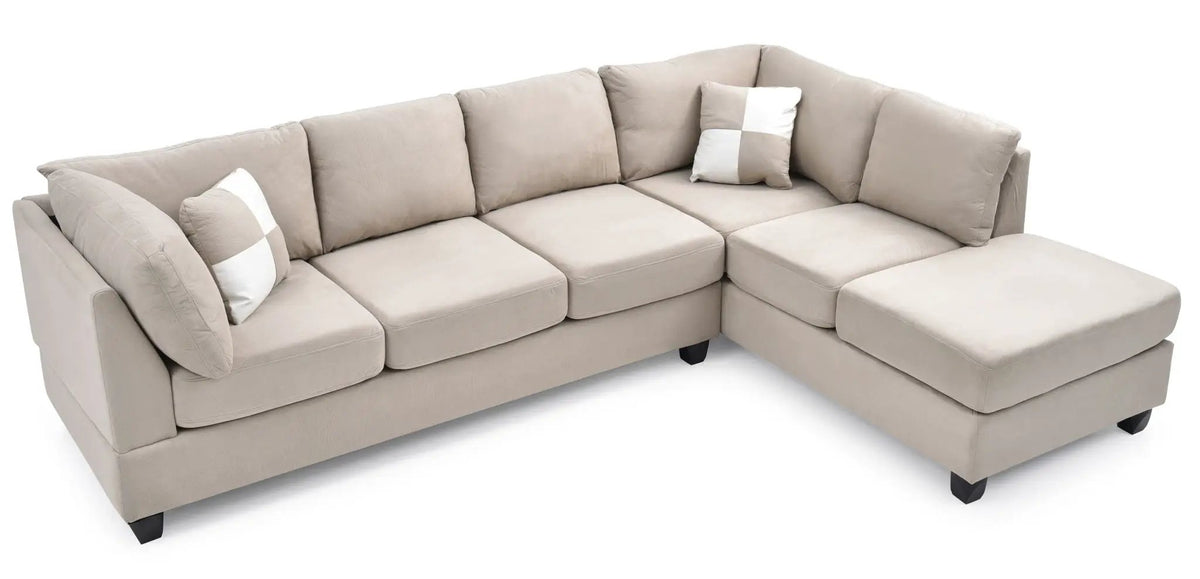 Malone Comfort Sectional | Pocketed Coil And Foam Seating | Removable Backs | 111 Inch Length
