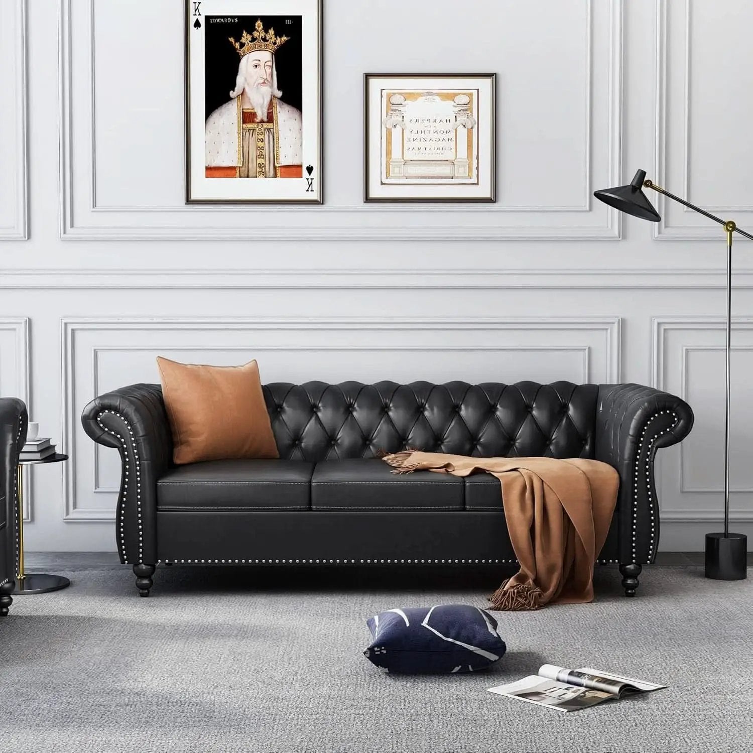 3 Piece Living Room Sectional Sofa Set Black Modern from PriceLows™
