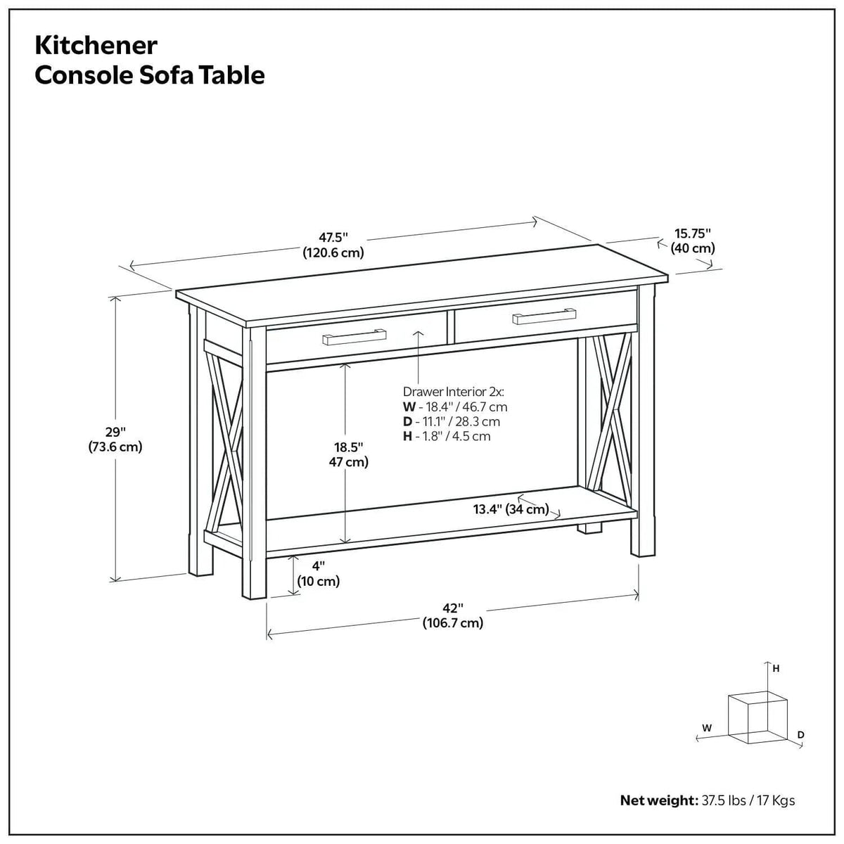 Kitchener Handcrafted Table | 6 Pieces | Solid Wood & Metal | Living Room