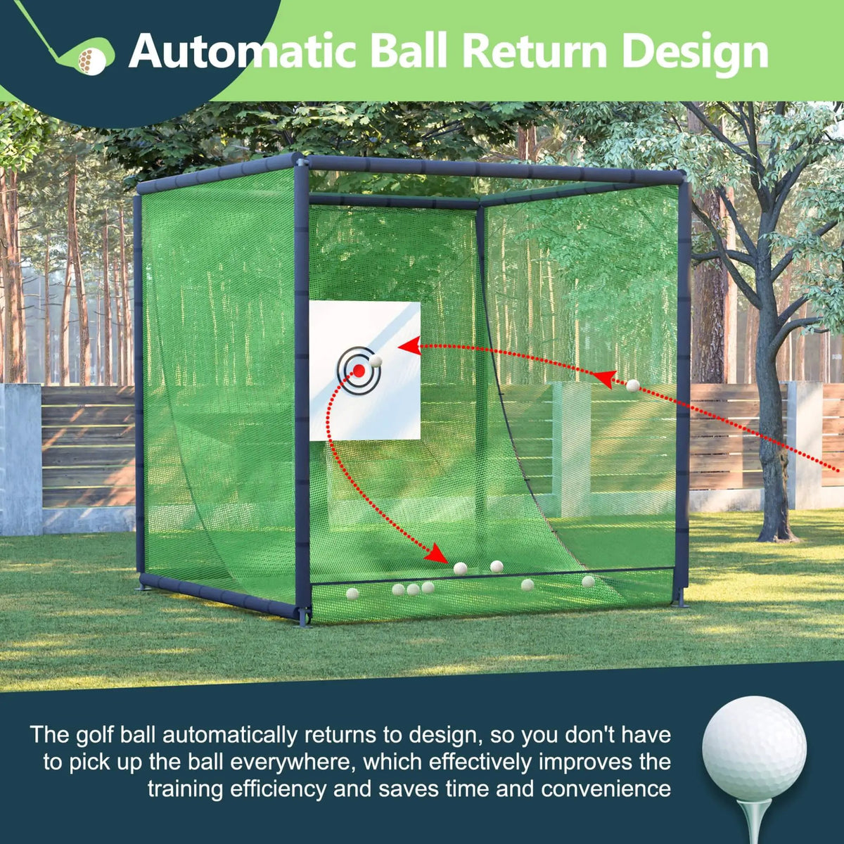 Golf Practice Net Cage | Heavy-Duty Metal Frame | Double Layer Netting | Target Cloth